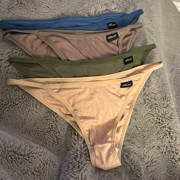Shein Women's Ribbed Panties - Green, Blue, Beige, and Brown - Picture 3 of 4
